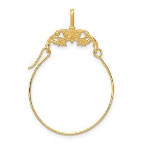 Million Charms 14k Yellow Gold Polished Butterflies Charm Holder Pendant